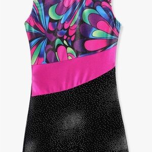Girls Leotard with retro floral pattern